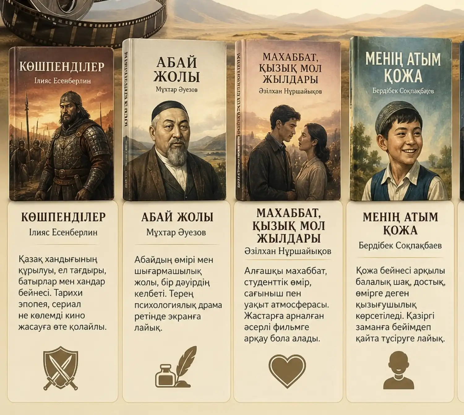 Киноға сұранып тұрған қазақ әдебиеті: экрандауға лайық шығармалар