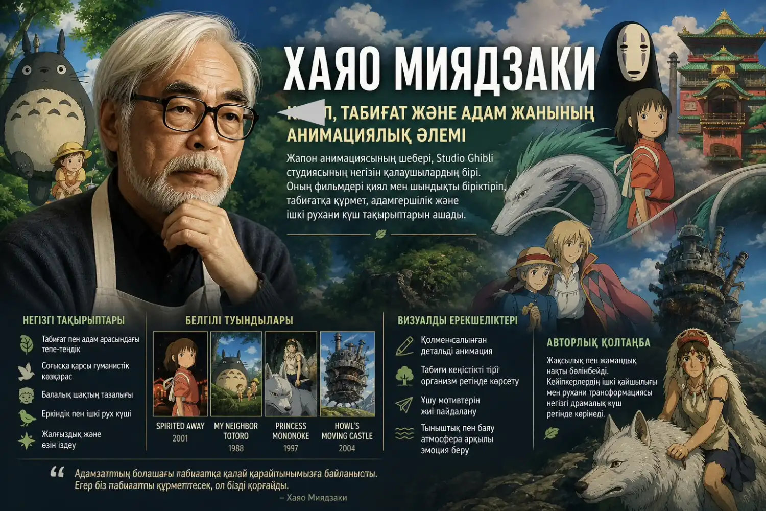 Hayao Miyazaki: қиял, табиғат және адам жанының анимациялық әлемі