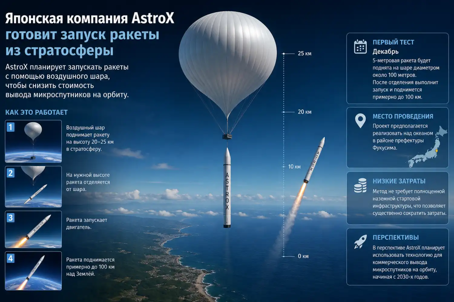 Жапония ғарышқа ұшуды арзандату үшін зымырандарды әуе шарлары арқылы ұшыруды жоспарлап отыр